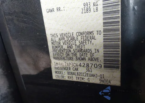 2012 Nissan Altima 2.5 S z USA, uszkodzony, nr VIN 1N4AL2AP3CN428709